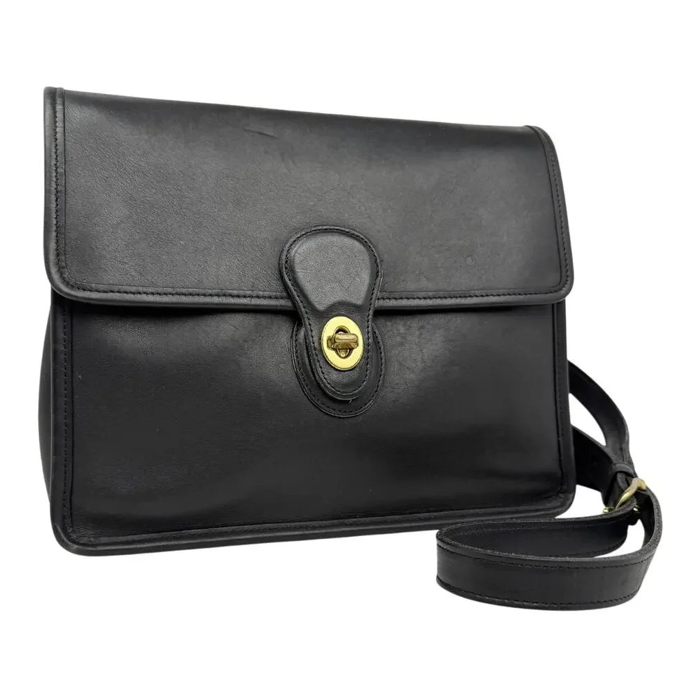 Vtg Coach Willis Satchel Bag 9927 Black Leather Crossbody 90s Preppy Minimal